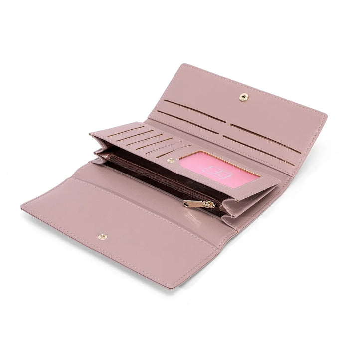 PERFECT FOR YOU 6301-010 PU Leather Cellphone Holder Long Wallet Women Tri-fold Clutch - Pink - 4
