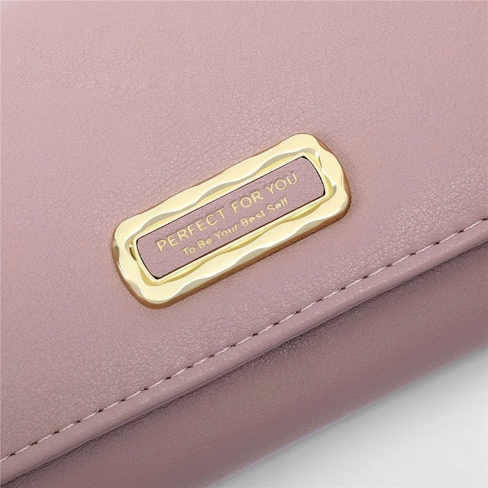PERFECT FOR YOU 6301-010 PU Leather Cellphone Holder Long Wallet Women Tri-fold Clutch - Pink - 5