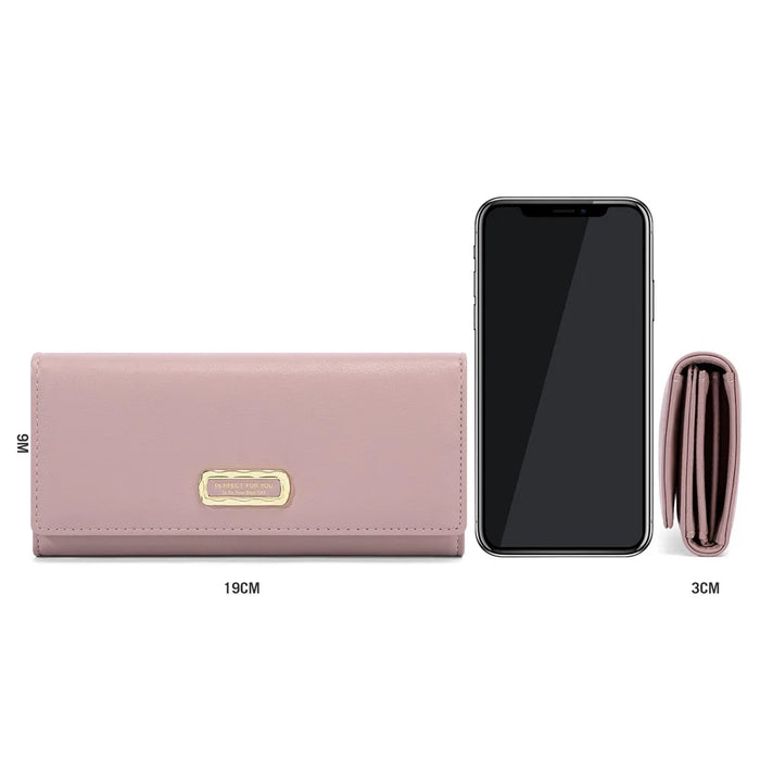 PERFECT FOR YOU 6301-010 PU Leather Cellphone Holder Long Wallet Women Tri-fold Clutch - Pink - 6
