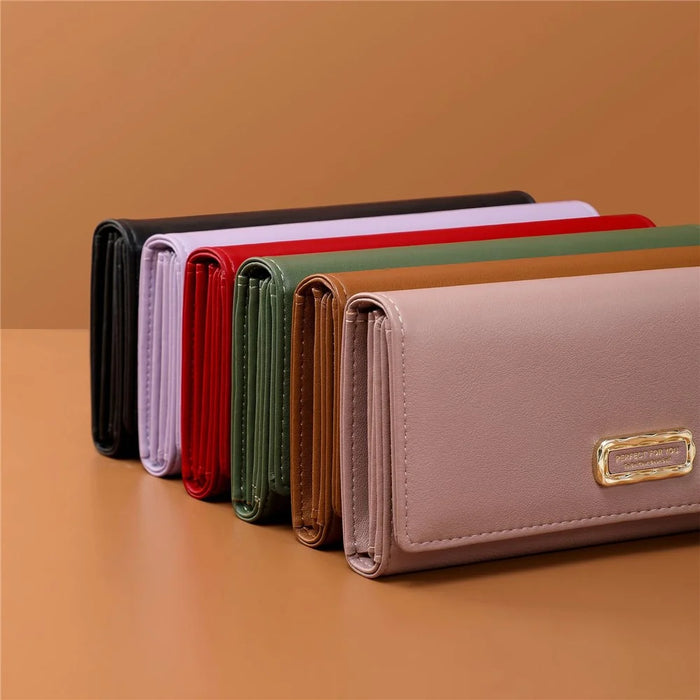 PERFECT FOR YOU 6301-010 PU Leather Cellphone Holder Long Wallet Women Tri-fold Clutch - Pink - 7