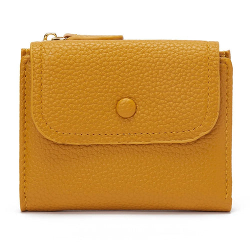 FOREVER YOUNG 8303-016 Stylish Short Wallet Zipper Pocket PU Leather Women Purse - Yellow - 1
