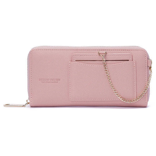 PERFECT FOR YOU 6306-002 Women Organ Long Purse PU Leather Cellphone Clutch with Separate Card Holder - Pink - 1
