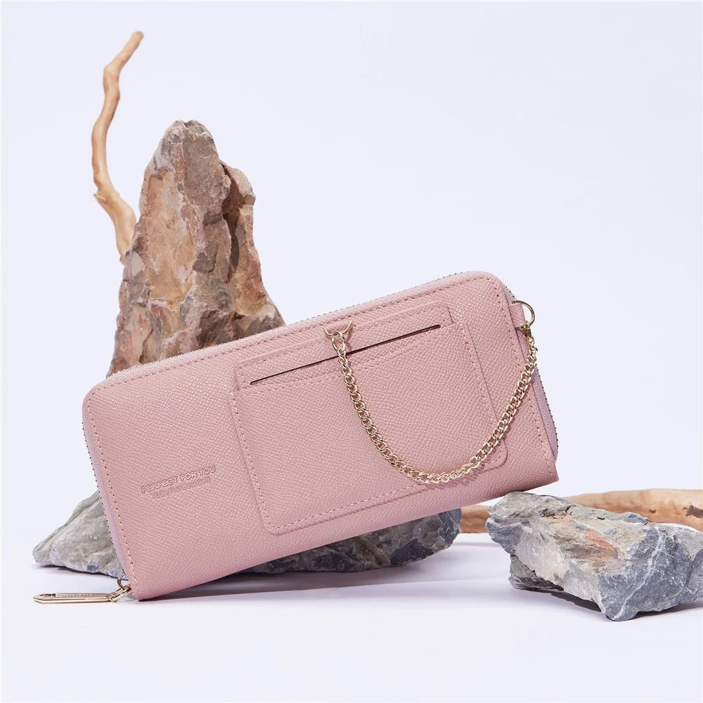 PERFECT FOR YOU 6306-002 Women Organ Long Purse PU Leather Cellphone Clutch with Separate Card Holder - Pink - 2