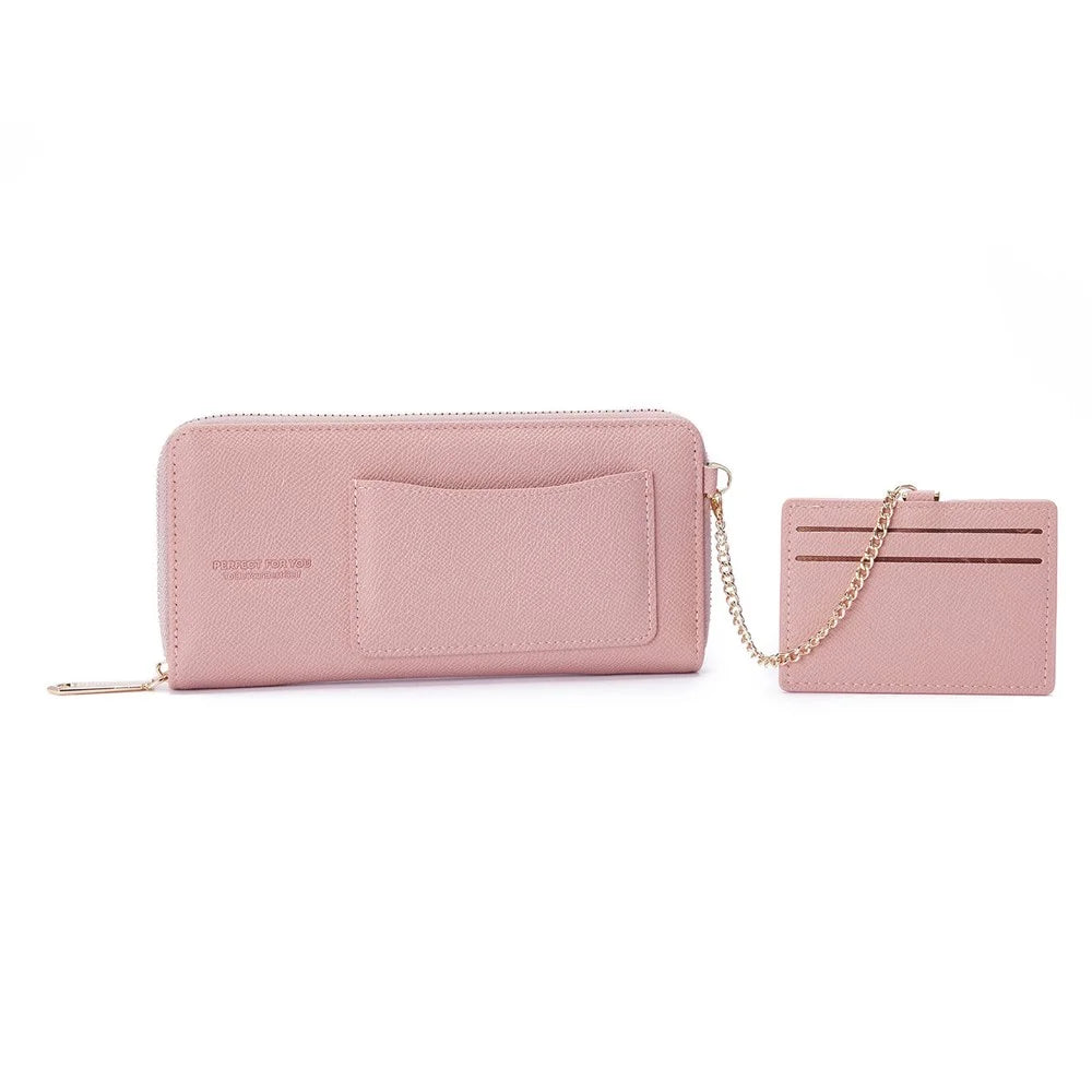 PERFECT FOR YOU 6306-002 Women Organ Long Purse PU Leather Cellphone Clutch with Separate Card Holder - Pink - 4
