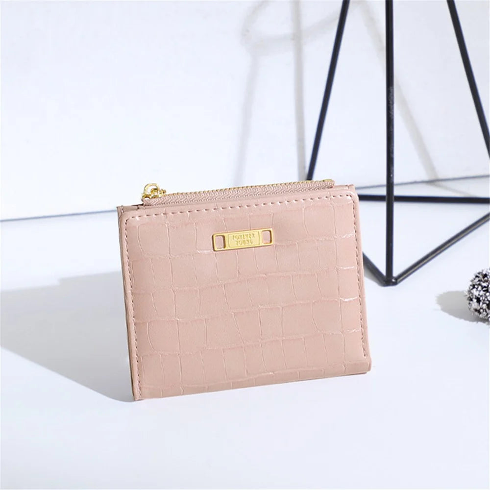 FOREVER YOUNG 8303-017Y Zipper Coin Purse PU Leather Women Bi-fold Short Wallet - Blue - 2