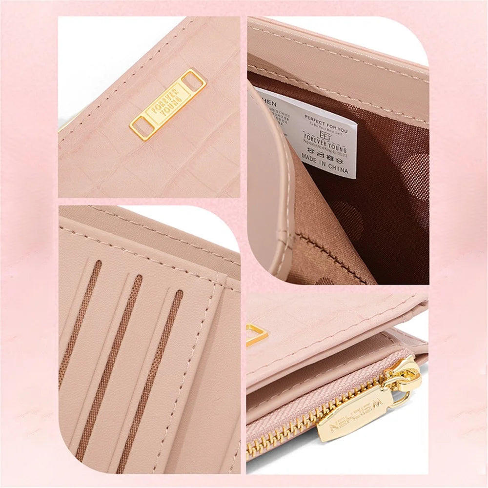 FOREVER YOUNG 8303-017Y Zipper Coin Purse PU Leather Women Bi-fold Short Wallet - Blue - 5