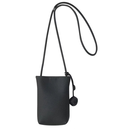 1033 Round Ball Decor PU Leather Crossbody Bag Phone Carrying Women Crossbody Bag - Black - 1