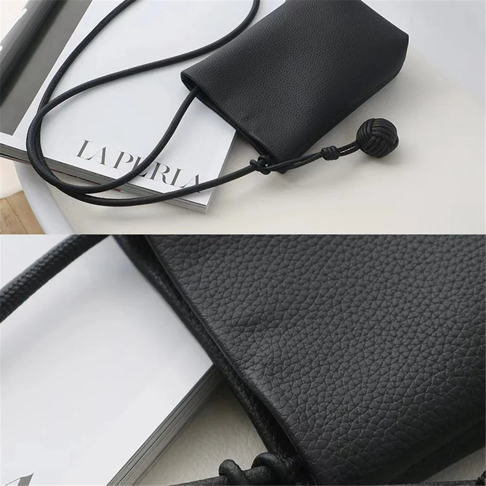 1033 Round Ball Decor PU Leather Crossbody Bag Phone Carrying Women Crossbody Bag - Black - 3
