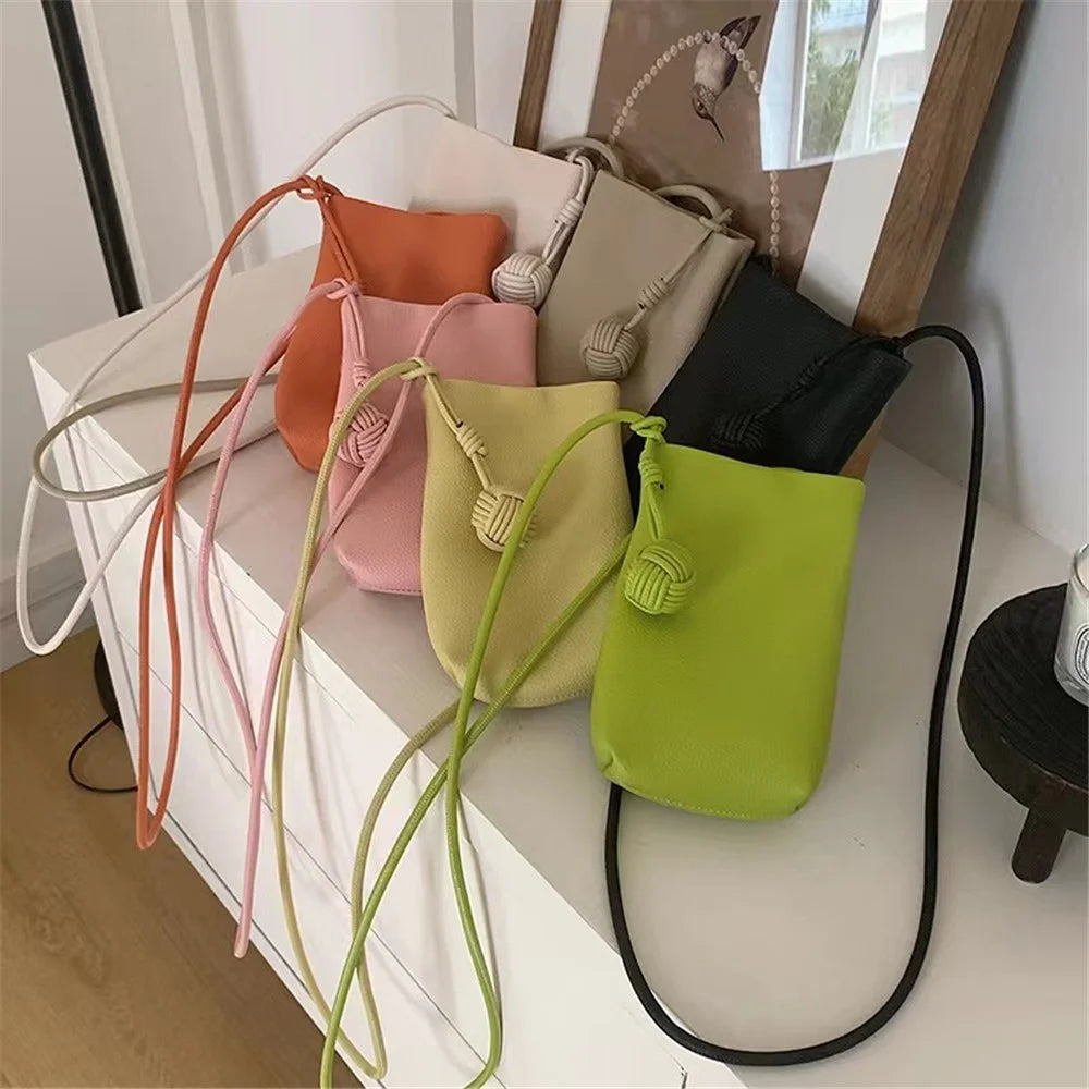 1033 Round Ball Decor PU Leather Crossbody Bag Phone Carrying Women Crossbody Bag - Black - 4