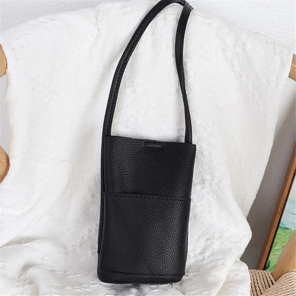 1905 PU Leather Women Crossbody Bag Solid Color Phone Carrying Crossbody Bag - Black - 2