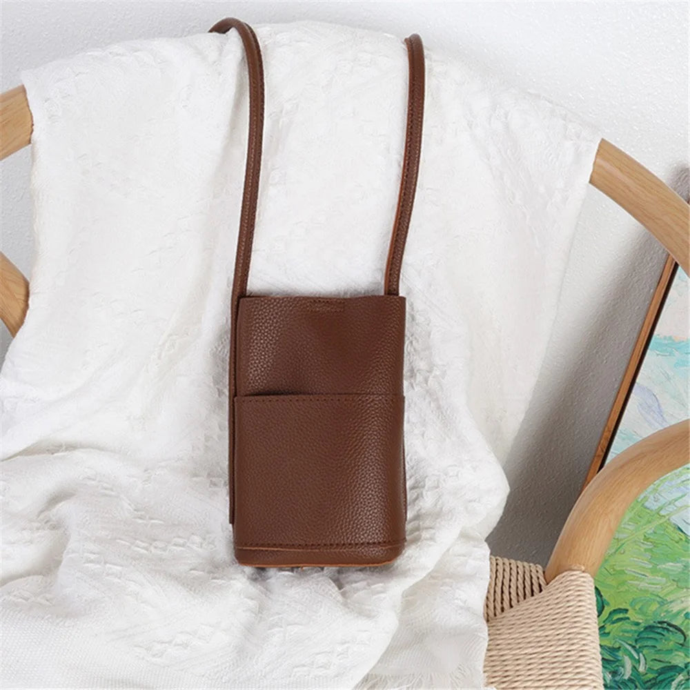 1905 PU Leather Women Crossbody Bag Solid Color Phone Carrying Crossbody Bag - Black - 3