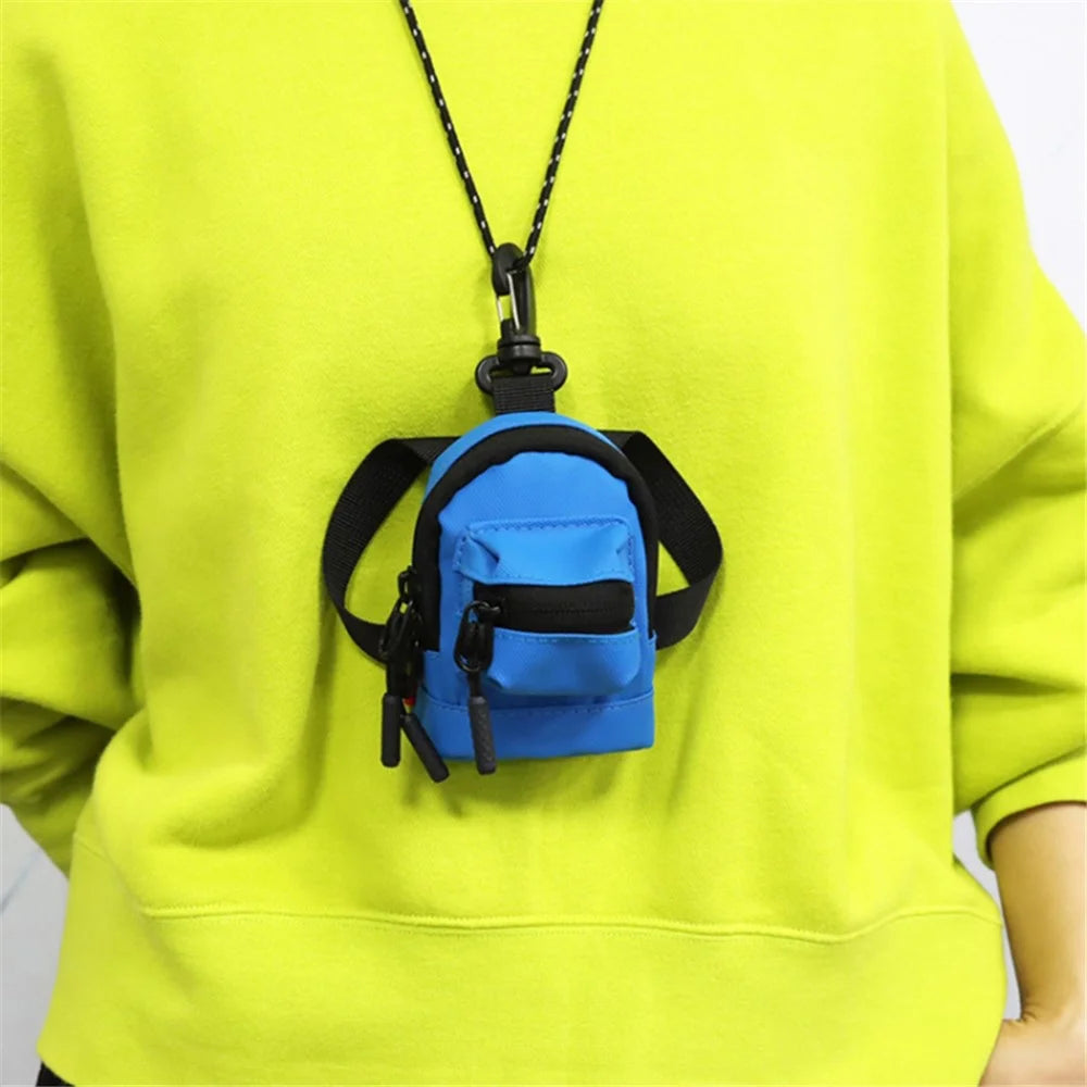 Mini Neck Hanging Coin Purse Men Women Oxford Cloth Sport Cycling Keys Storage Bag - Blue - 3
