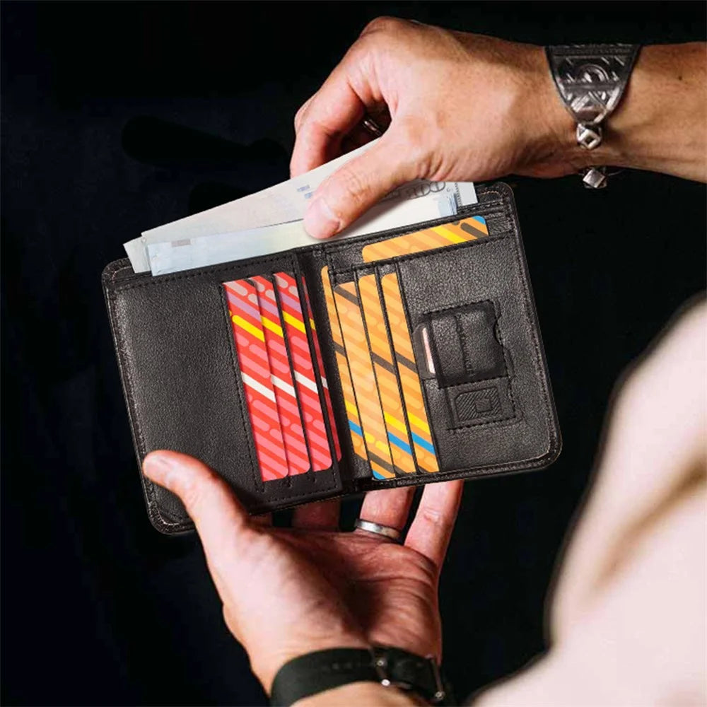 HUMERPAUL BP722 Top Layer Cowhide Leather Slim Wallet RFID Blocking Card Slot Coin Purse Bag - Black - 4