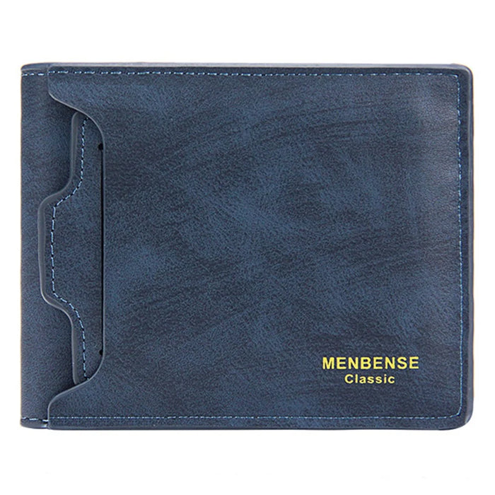 MENBENSE D2406-M Men's Wallet Multiple Card Slots PU Leather Cash Money Storage Pouch Billfold - Blue - 1
