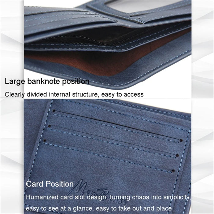 MENBENSE D2406-M Men's Wallet Multiple Card Slots PU Leather Cash Money Storage Pouch Billfold - Blue - 3