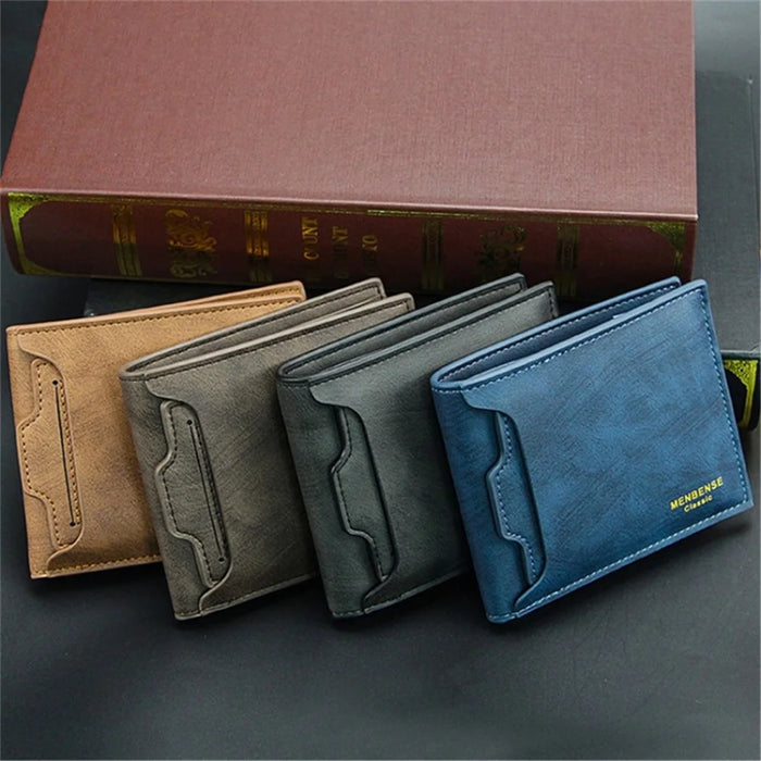 MENBENSE D2406-M Men's Wallet Multiple Card Slots PU Leather Cash Money Storage Pouch Billfold - Blue - 6