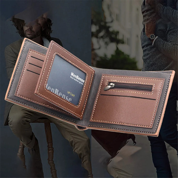 MENBENSE D3301-4 Men's Wallet PU Leather Card Case Billfold Change Storage Pouch - Dark Brown - 3
