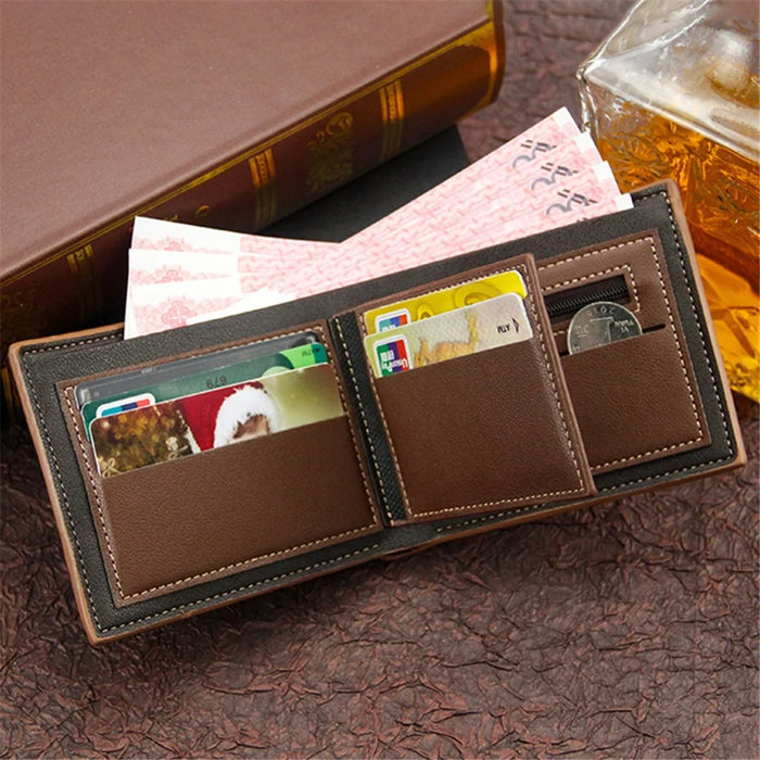 MENBENSE D3301-4 Men's Wallet PU Leather Card Case Billfold Change Storage Pouch - Dark Brown - 5