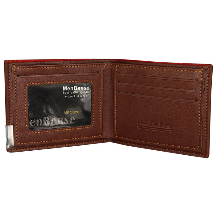 MENBENSE 119B-189 Men's Card Case Billfold Wallet PU Leather Change Storage Pouch - Light Brown - 2
