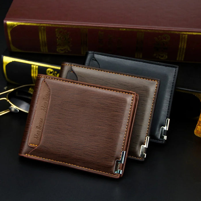 MENBENSE 119B-189 Men's Card Case Billfold Wallet PU Leather Change Storage Pouch - Light Brown - 5