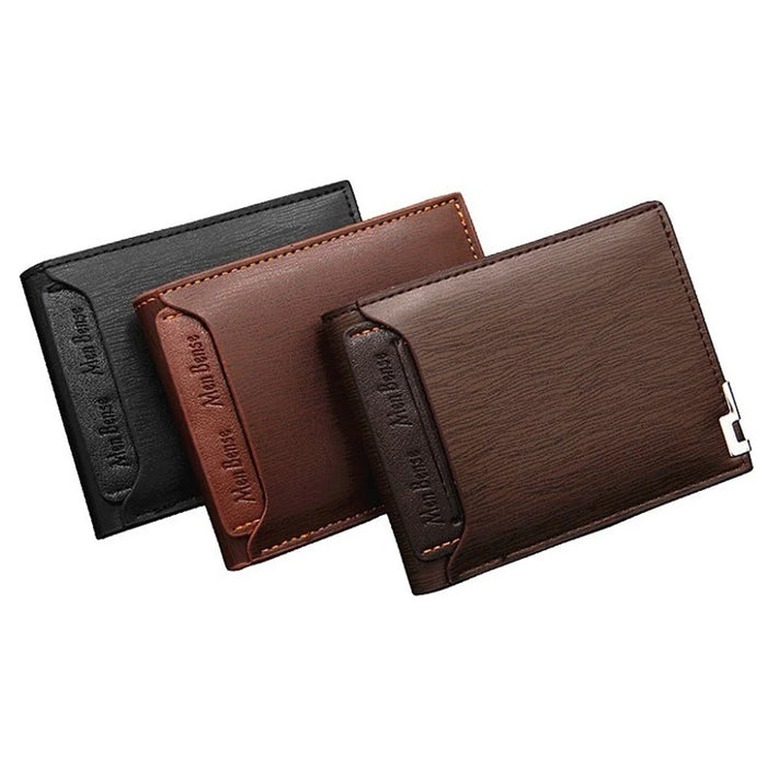 MENBENSE 119B-189 Men's Card Case Billfold Wallet PU Leather Change Storage Pouch - Light Brown - 6