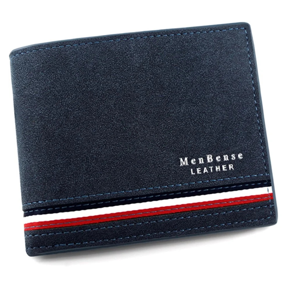MENBENSE D3301-19 PU Leather Billfold Men's Wallet Multiple Card Slots Storage Pouch Mini Handbag - Blue - 1