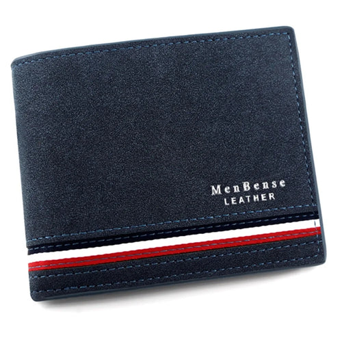 MENBENSE D3301-19 PU Leather Billfold Men's Wallet Multiple Card Slots Storage Pouch Mini Handbag - Blue - 1