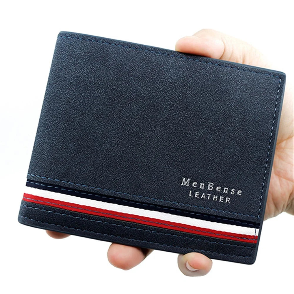 MENBENSE D3301-19 PU Leather Billfold Men's Wallet Multiple Card Slots Storage Pouch Mini Handbag - Blue - 2