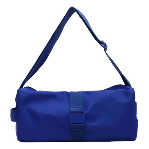 Nylon Sports Gym Bag Duffle Bag Weekend Overnight Shoulder Bag Handbag - Blue - 1