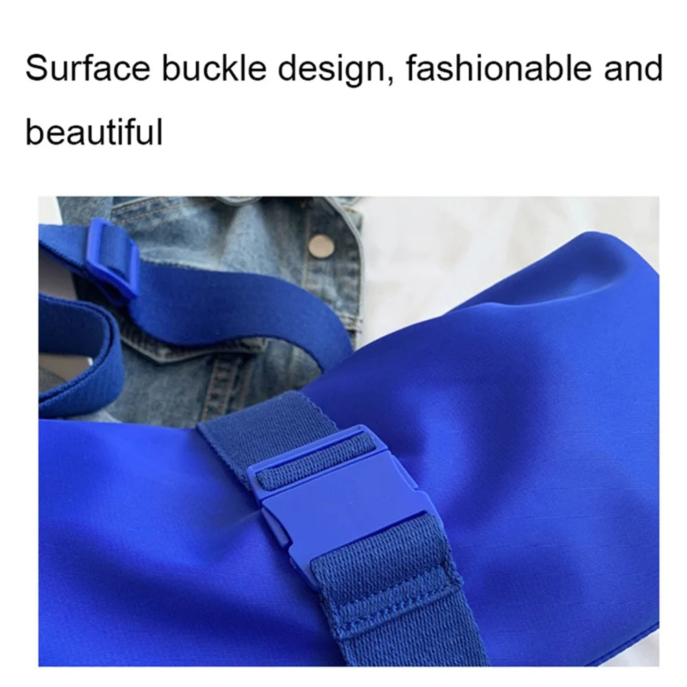 Nylon Sports Gym Bag Duffle Bag Weekend Overnight Shoulder Bag Handbag - Blue - 5