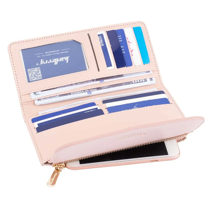 BAELLERRY N2403 Long Wallet PU Leather Cell Phone Pouch Bag Women's Clutch Purse Handbag - Pink - 2