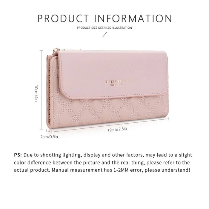 BAELLERRY N2403 Long Wallet PU Leather Cell Phone Pouch Bag Women's Clutch Purse Handbag - Pink - 6