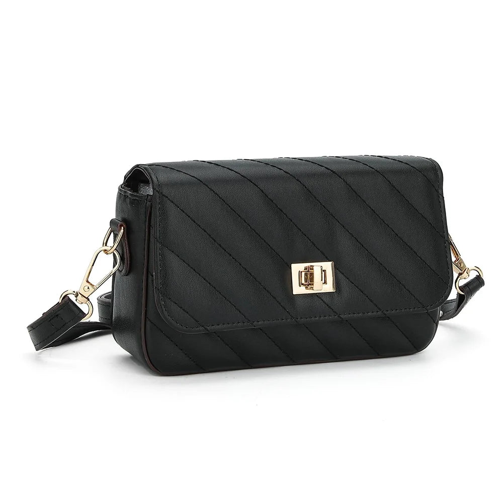 BAELLERRY N8639 Large PU Leather Crossbody Bag Women's Daypack Shoulder Bag - Black - 1