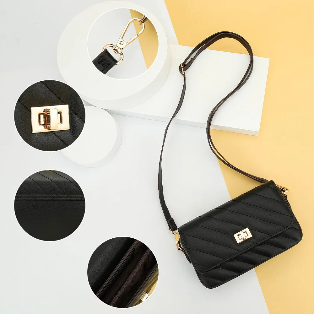 BAELLERRY N8639 Large PU Leather Crossbody Bag Women's Daypack Shoulder Bag - Black - 3