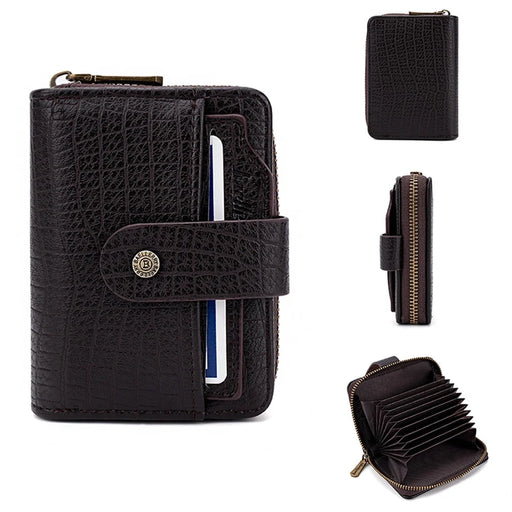 BAELLERRY K9222 Textured Wallet PU Leather Men's Card Holder Pouch Coin Storage Bag - Coffee - 1