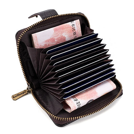 BAELLERRY K9222 Textured Wallet PU Leather Men's Card Holder Pouch Coin Storage Bag - Coffee - 2