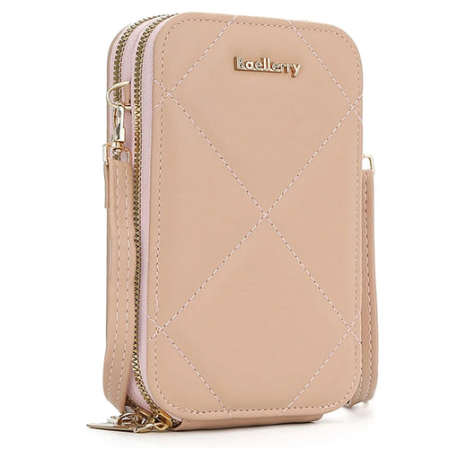 BAELLERRY N0111 Zipper Design PU Leather Crossbody Bag Phone Pouch Shoulder Bag for Travel, Daily Use - Pink - 1