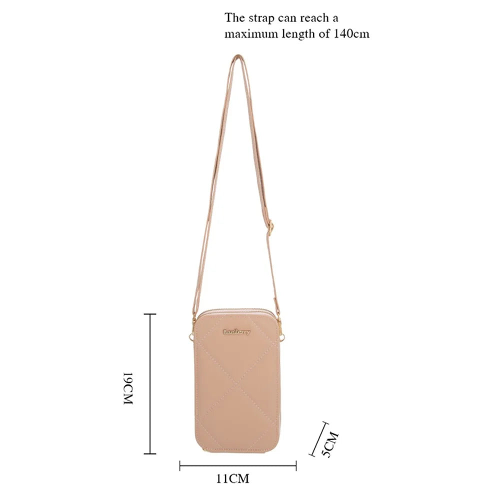 BAELLERRY N0111 Zipper Design PU Leather Crossbody Bag Phone Pouch Shoulder Bag for Travel, Daily Use - Pink - 7