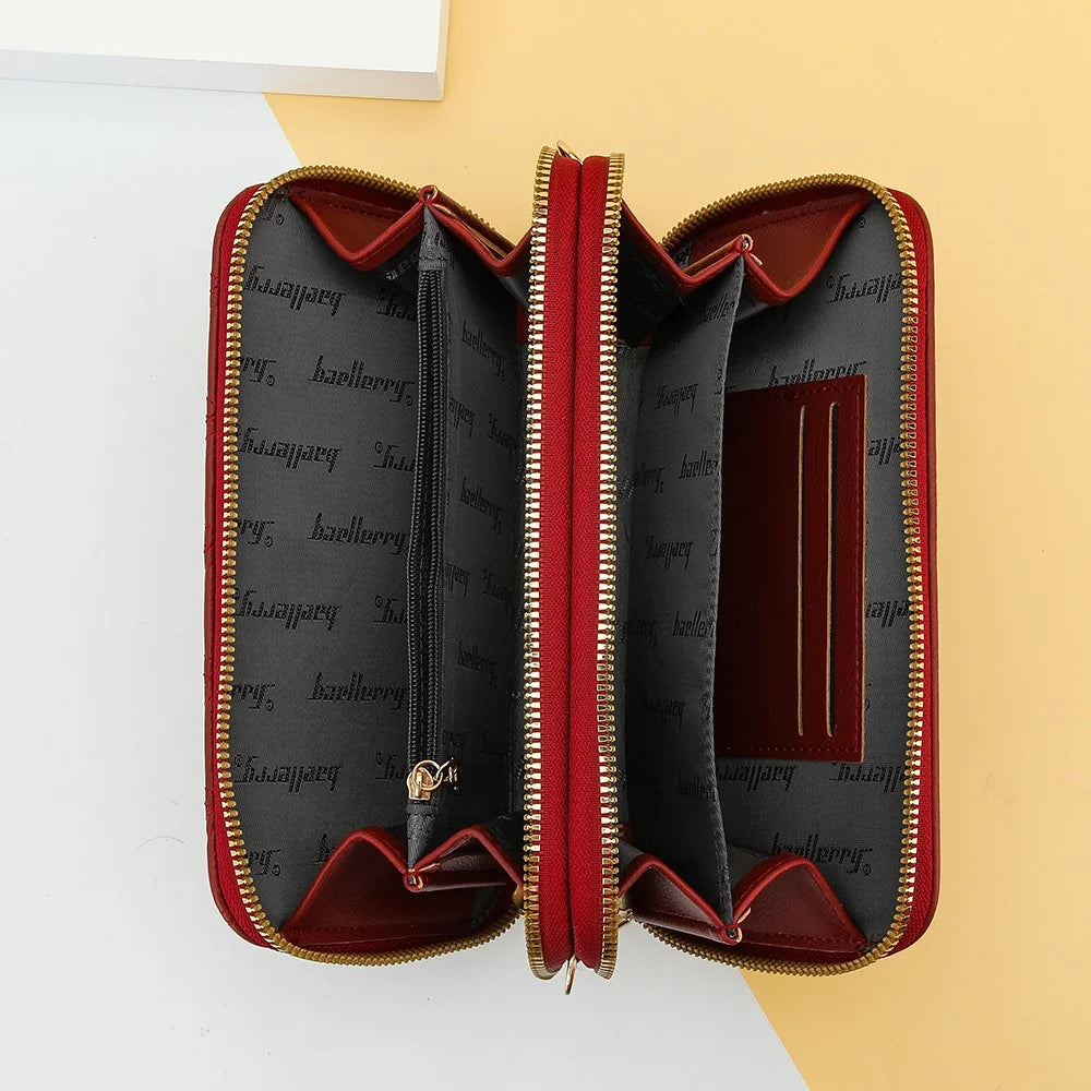 BAELLERRY N0112 Rhombus Grid Stitching Crossbody Bag PU Leather Women's Daypack Shoulder Bag - Red - 3