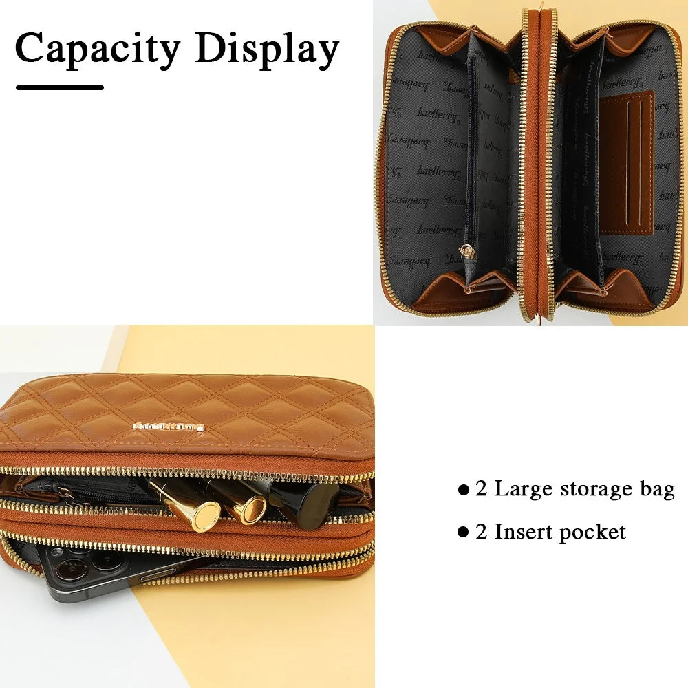 BAELLERRY N0112 Rhombus Grid Stitching Crossbody Bag PU Leather Women's Daypack Shoulder Bag - Red - 5