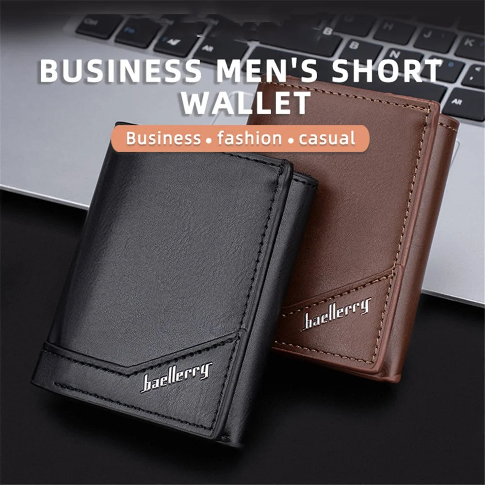 BAELLERRY K9214 Men's Card Holder Case PU Leather+Metal RFID Blocking Wallet with Pop-Up Design - Brown - 5