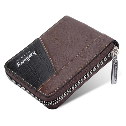 BAELLERRY D5103 Splicing Design Card Holder Coin Purse Men's RFID Blocking Wallet PU Leather Billfold - Coffee - 1