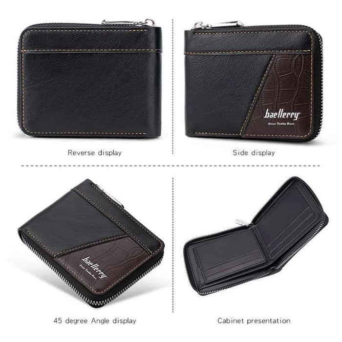 BAELLERRY D5103 Splicing Design Card Holder Coin Purse Men's RFID Blocking Wallet PU Leather Billfold - Coffee - 5