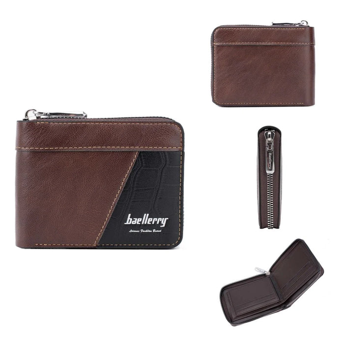 BAELLERRY D5103 Splicing Design Card Holder Coin Purse Men's RFID Blocking Wallet PU Leather Billfold - Coffee - 6