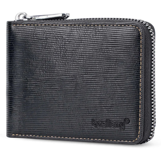BAELLERRY D5107 Men's Retro RFID Blocking Wallet Zipper PU Leather Card Holder Billfold - Black - 1