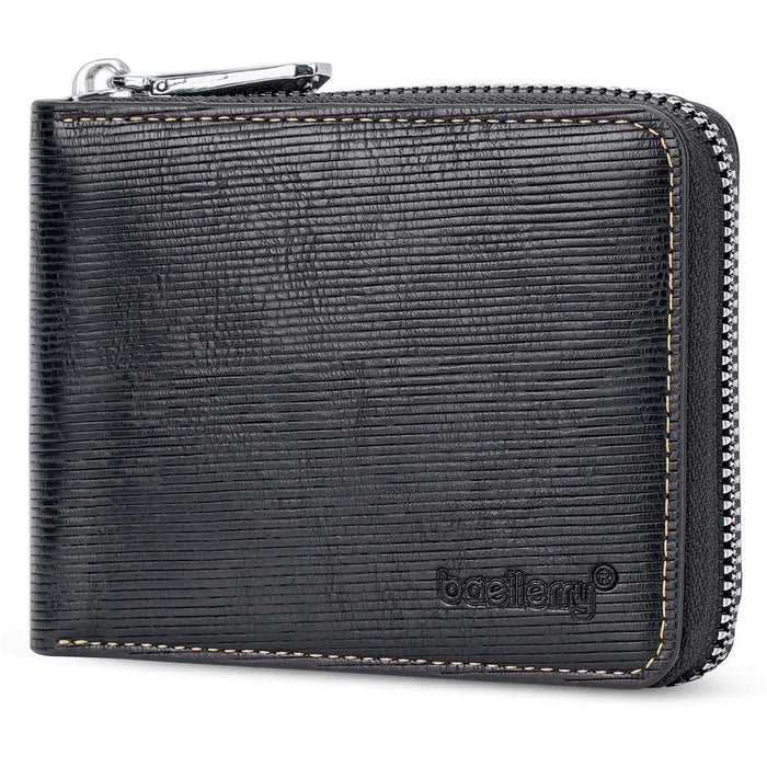 BAELLERRY D5107 Men's Retro RFID Blocking Wallet Zipper PU Leather Card Holder Billfold - Black - 1