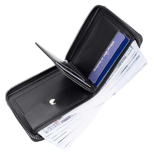 BAELLERRY D5107 Men's Retro RFID Blocking Wallet Zipper PU Leather Card Holder Billfold - Black - 2
