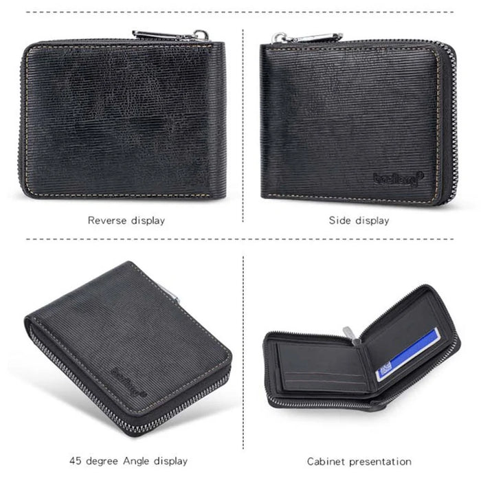 BAELLERRY D5107 Men's Retro RFID Blocking Wallet Zipper PU Leather Card Holder Billfold - Black - 5