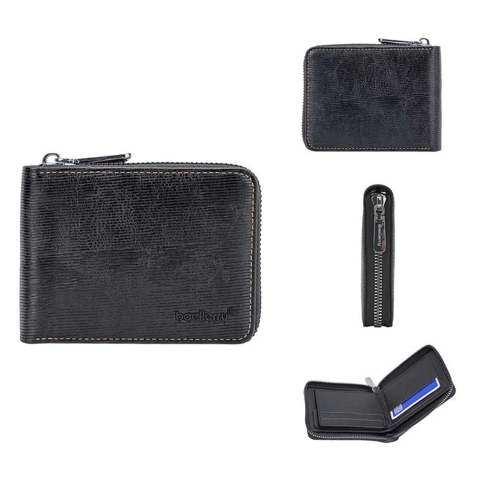 BAELLERRY D5107 Men's Retro RFID Blocking Wallet Zipper PU Leather Card Holder Billfold - Black - 6