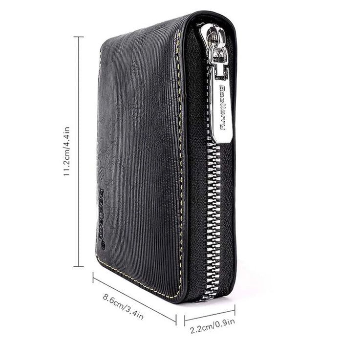 BAELLERRY D5107 Men's Retro RFID Blocking Wallet Zipper PU Leather Card Holder Billfold - Black - 7